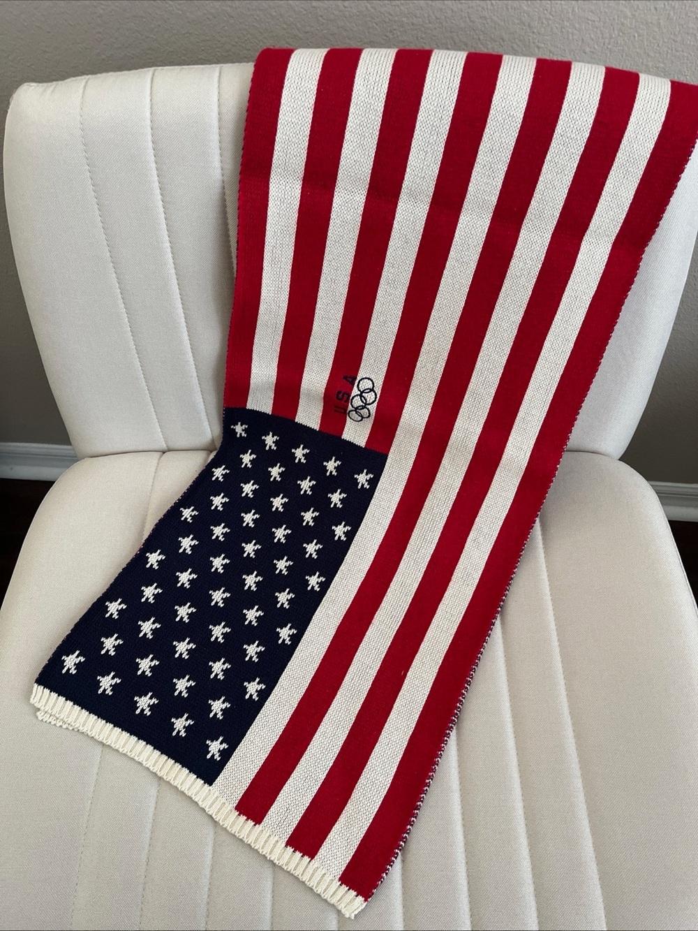 USA Flag Knit Scarf - Red, White & Blue